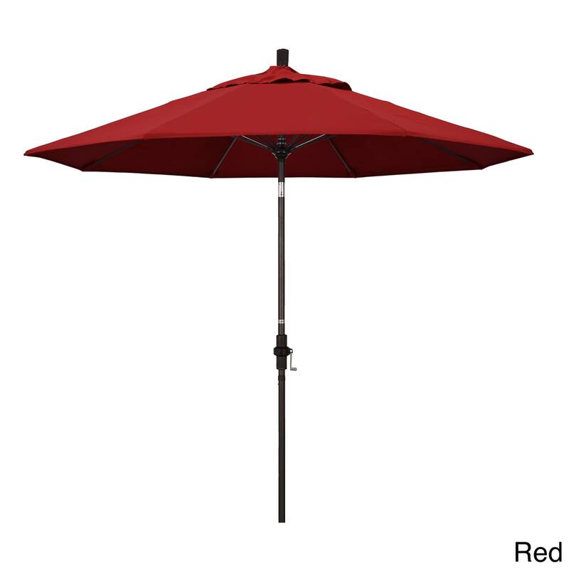 California Umbrella 7.5' Rd. Aluminum/Fiberglass Rib Patio Umb, Deluxe Crank Lift/Collar Tilt, Bronze Finish, Pacifica Fabric - Red