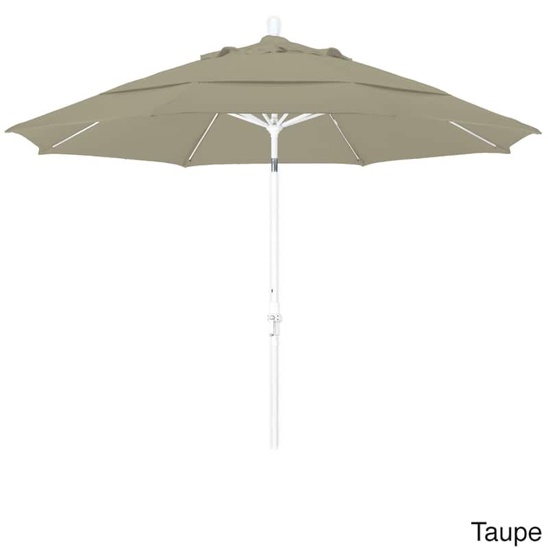 California Umbrella 11' Rd. Alum/Fiberglass Rib Patio Umb,Crank Lift/Collar Tilt, Dbl Wind Vent, White Finish, Pacifica Fabric - Taupe