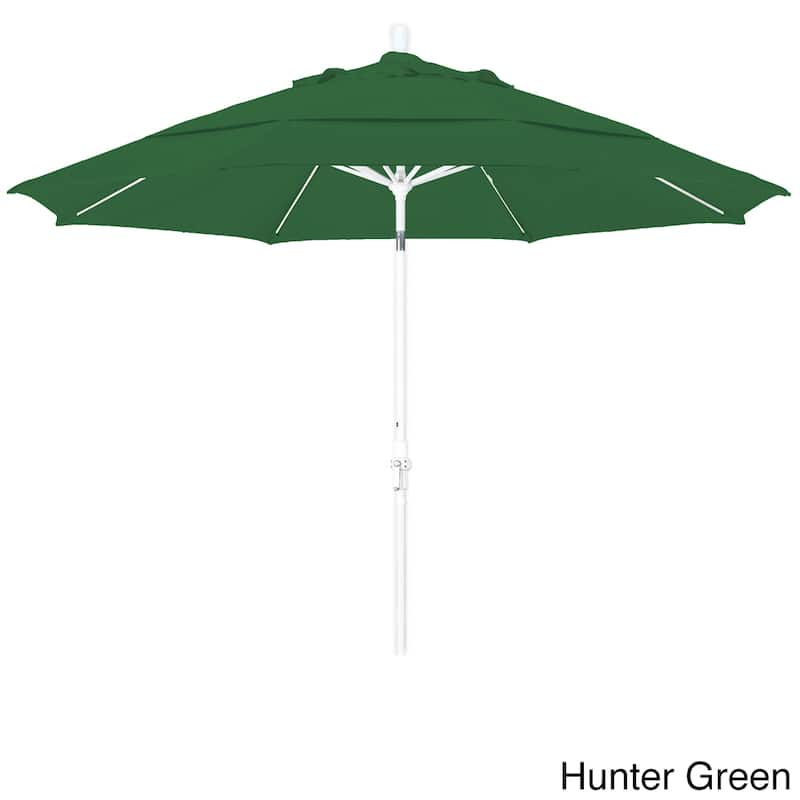 California Umbrella 11' Rd. Alum/Fiberglass Rib Patio Umb,Crank Lift/Collar Tilt, Dbl Wind Vent, White Finish, Pacifica Fabric