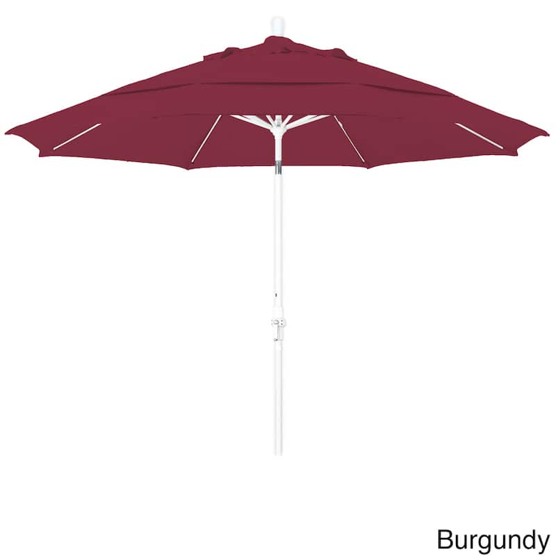 California Umbrella 11' Rd. Alum/Fiberglass Rib Patio Umb,Crank Lift/Collar Tilt, Dbl Wind Vent, White Finish, Pacifica Fabric