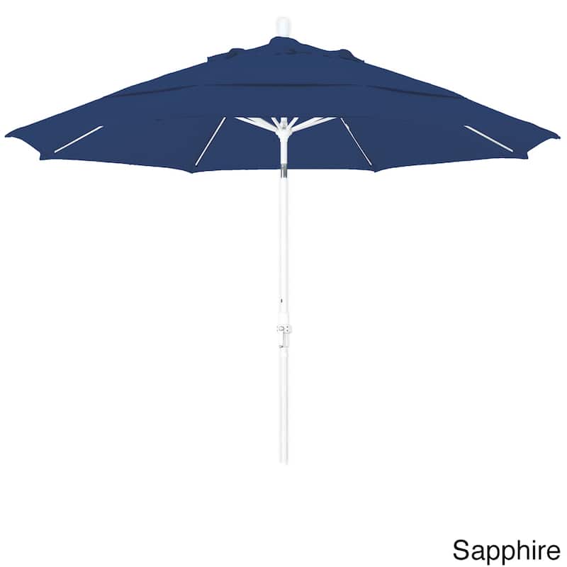 California Umbrella 11' Rd. Alum/Fiberglass Rib Patio Umb,Crank Lift/Collar Tilt, Dbl Wind Vent, White Finish, Pacifica Fabric