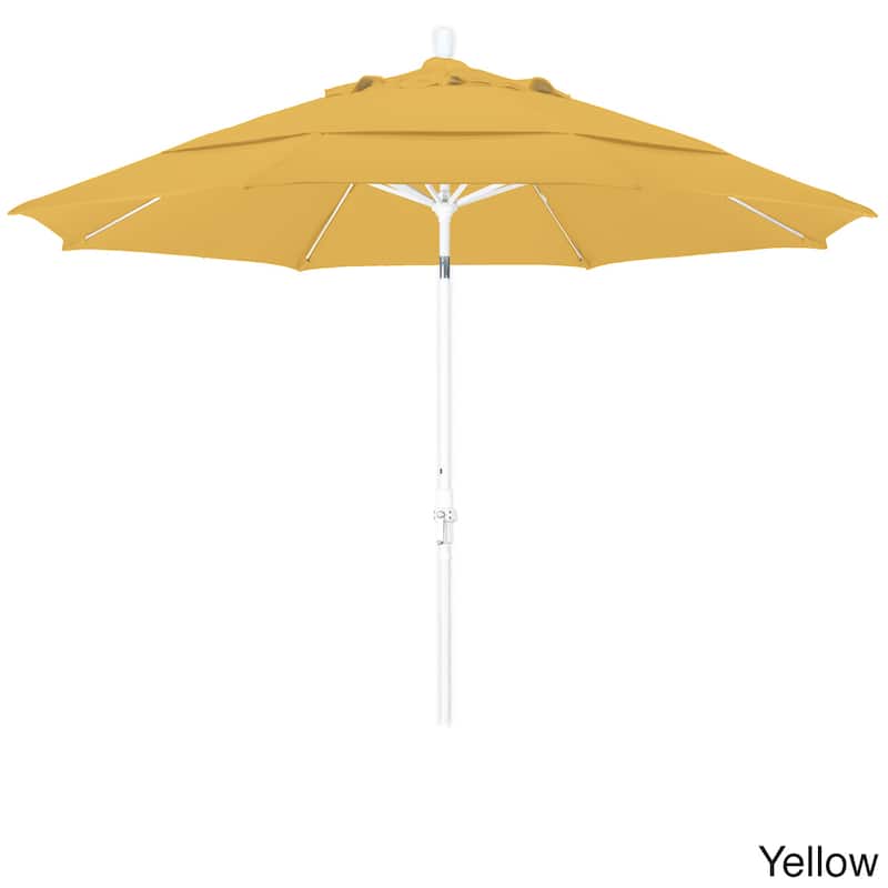 California Umbrella 11' Rd. Alum/Fiberglass Rib Patio Umb,Crank Lift/Collar Tilt, Dbl Wind Vent, White Finish, Pacifica Fabric