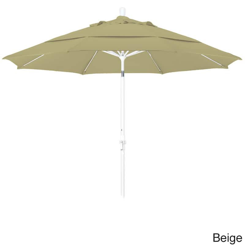 California Umbrella 11' Rd. Alum/Fiberglass Rib Patio Umb,Crank Lift/Collar Tilt, Dbl Wind Vent, White Finish, Pacifica Fabric