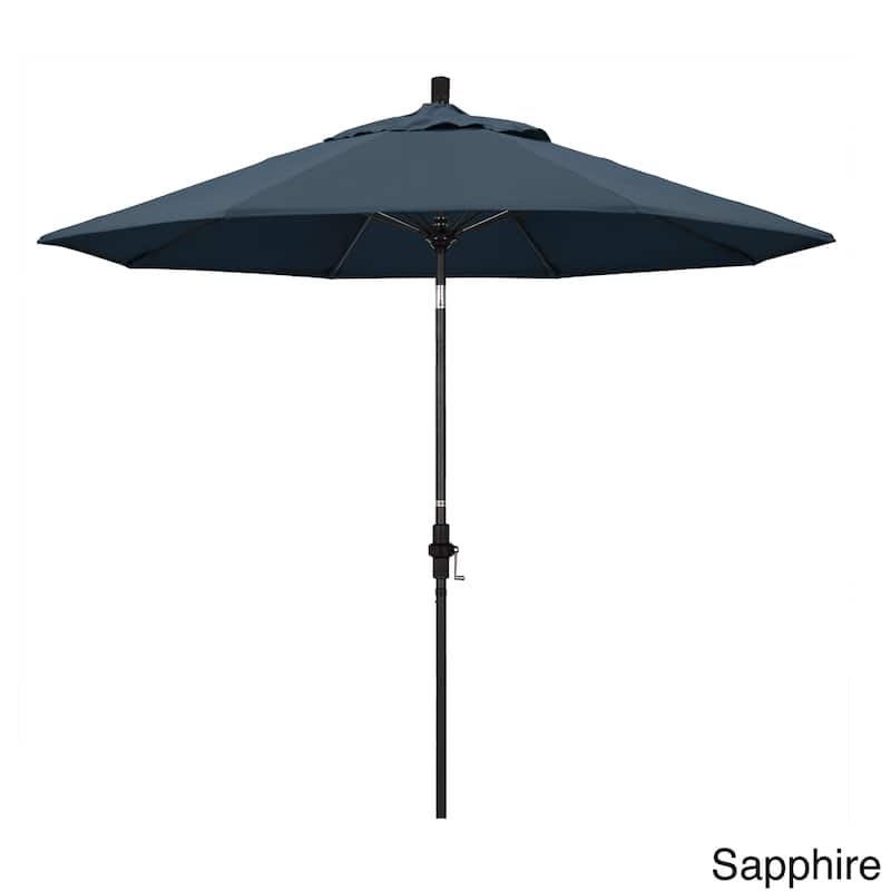 California Umbrella 11' Rd. Aluminum Patio Umbrella, Crank Lift, Collar Tilt, Dbl Wind Vent, Black Finish, Pacifica Fabric