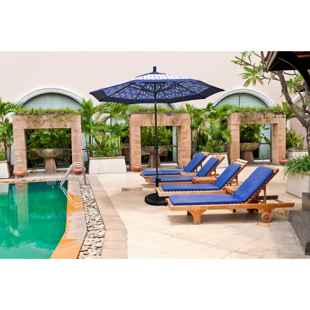 California Umbrella 11' Rd. Aluminum Patio Umbrella, Crank Lift, Collar Tilt, Dbl Wind Vent, Black Finish, Pacifica Fabric