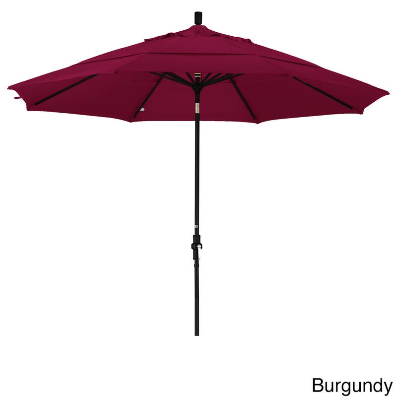 California Umbrella 11' Rd. Aluminum Patio Umbrella, Crank Lift, Collar Tilt, Dbl Wind Vent, Black Finish, Pacifica Fabric