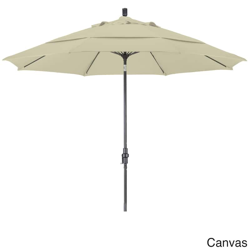California Umbrella 11' Rd. Alum/Fiberglass Rib Market Umb,Crank Lift/Collar Tilt, Dbl Wind Vent, Bronze Finish, Pacifica Fabric - Canvas