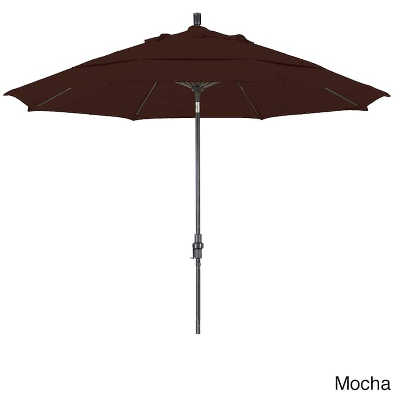 California Umbrella 11' Rd. Alum/Fiberglass Rib Market Umb,Crank Lift/Collar Tilt, Dbl Wind Vent, Bronze Finish, Pacifica Fabric - Mocha