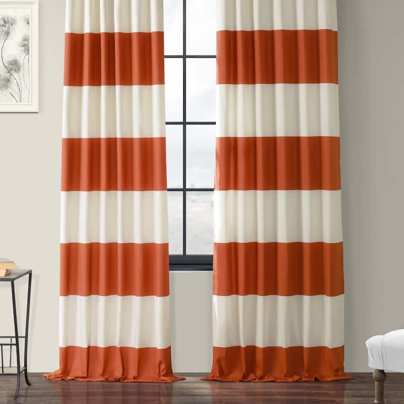 Exclusive Fabrics Metro Contemporary Cabana Cotton Horizontal Stripe 84-inch Curtain (1 Panel)