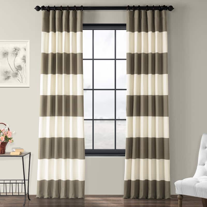 Exclusive Fabrics Metro Contemporary Cabana Cotton Horizontal Stripe 84-inch Curtain (1 Panel)