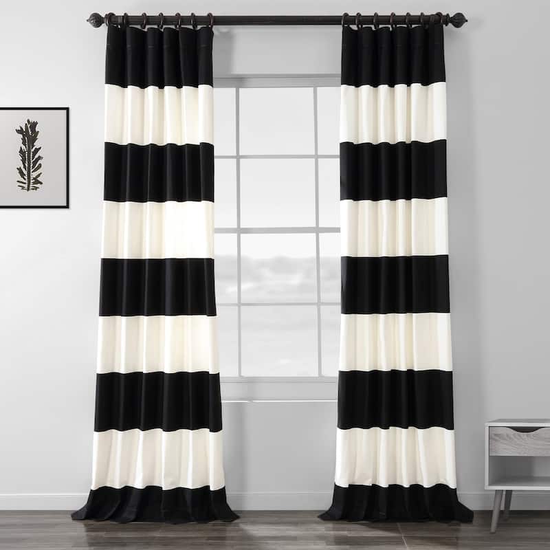 Exclusive Fabrics Metro Contemporary Cabana Cotton Horizontal Stripe 84-inch Curtain (1 Panel)
