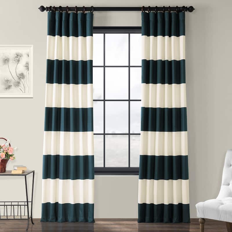 Exclusive Fabrics Metro Contemporary Cabana Cotton Horizontal Stripe 84-inch Curtain (1 Panel)