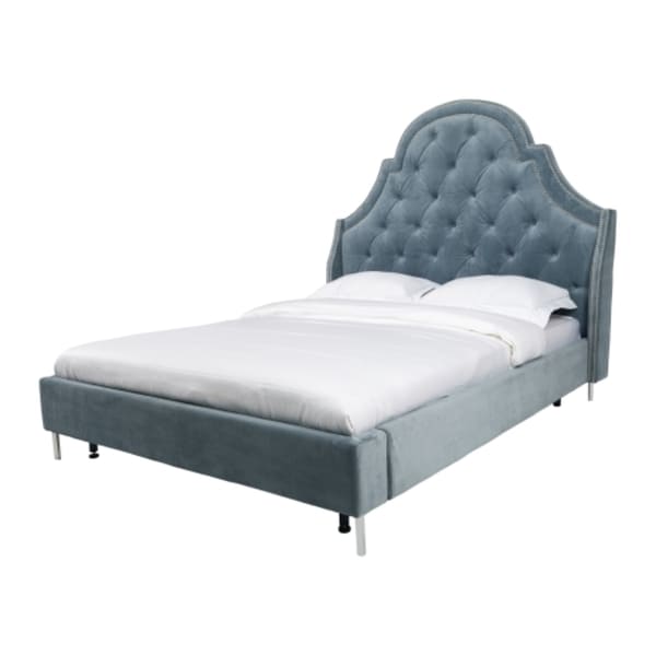 chic home napoleon slate blue velvet button tufted bed frame with silver nailhead trim - Slate Bed Frame chic home napoleon slate blue velvet button tufted bed frame with silver nailhead trim - Slate Bed Frame