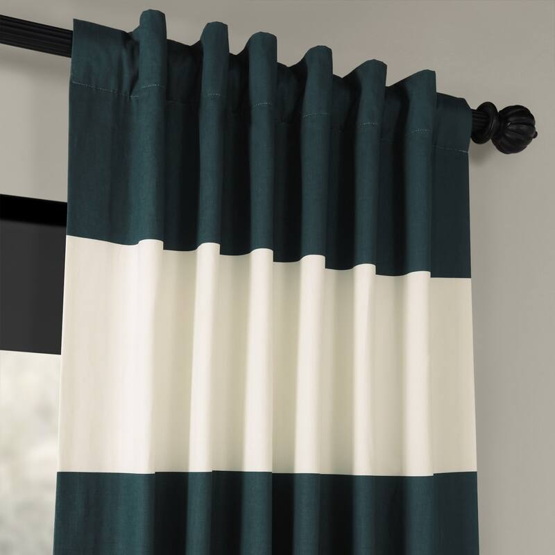 Exclusive Fabrics Metro Contemporary Cabana Cotton Horizontal Stripe 96-inch Curtain (1 Panel)