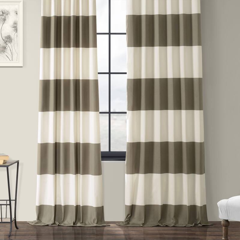 Exclusive Fabrics Metro Contemporary Cabana Cotton Horizontal Stripe 96-inch Curtain (1 Panel)