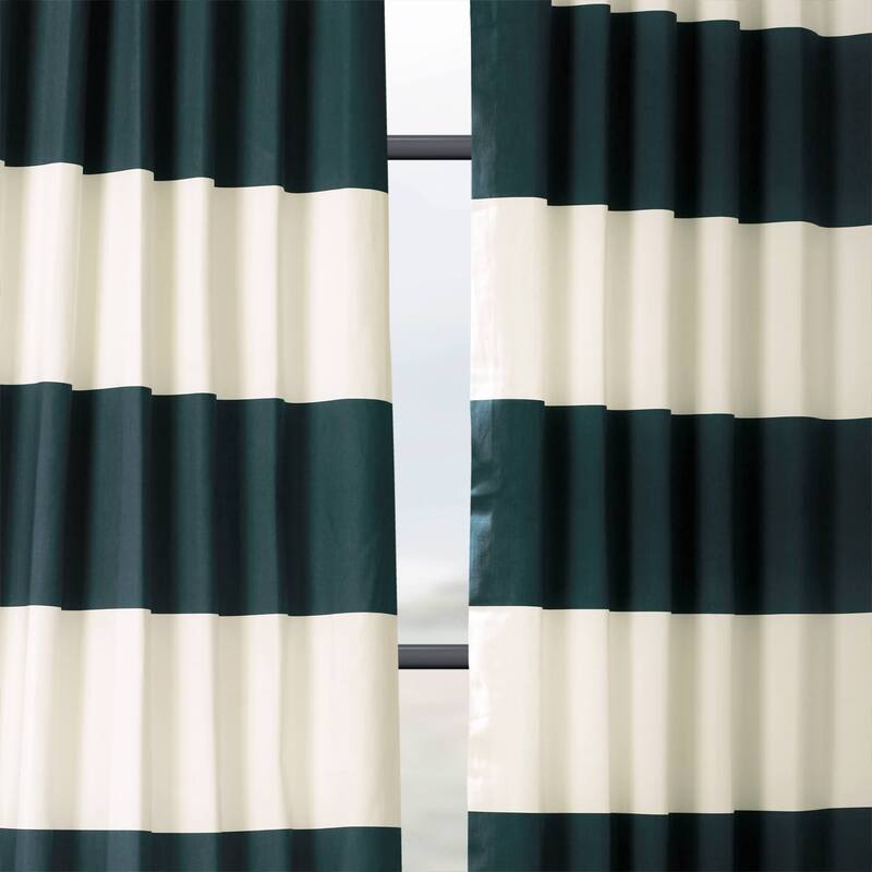 Exclusive Fabrics Metro Contemporary Cabana Cotton Horizontal Stripe 96-inch Curtain (1 Panel)