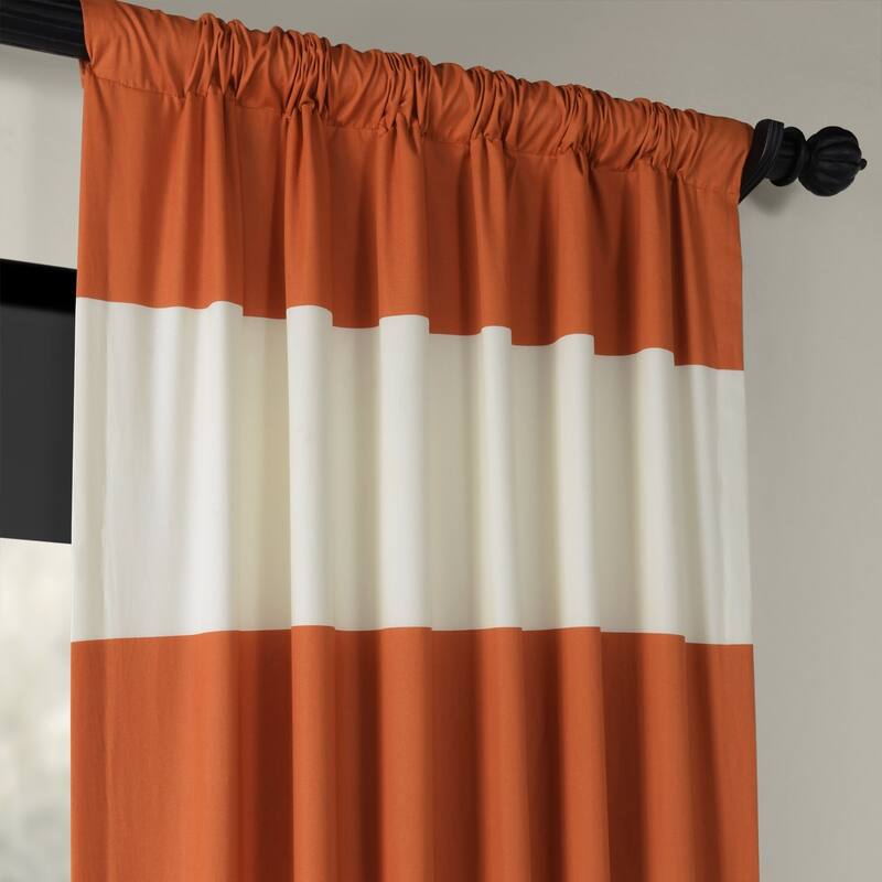 Exclusive Fabrics Metro Contemporary Cabana Cotton Horizontal Stripe 96-inch Curtain (1 Panel)