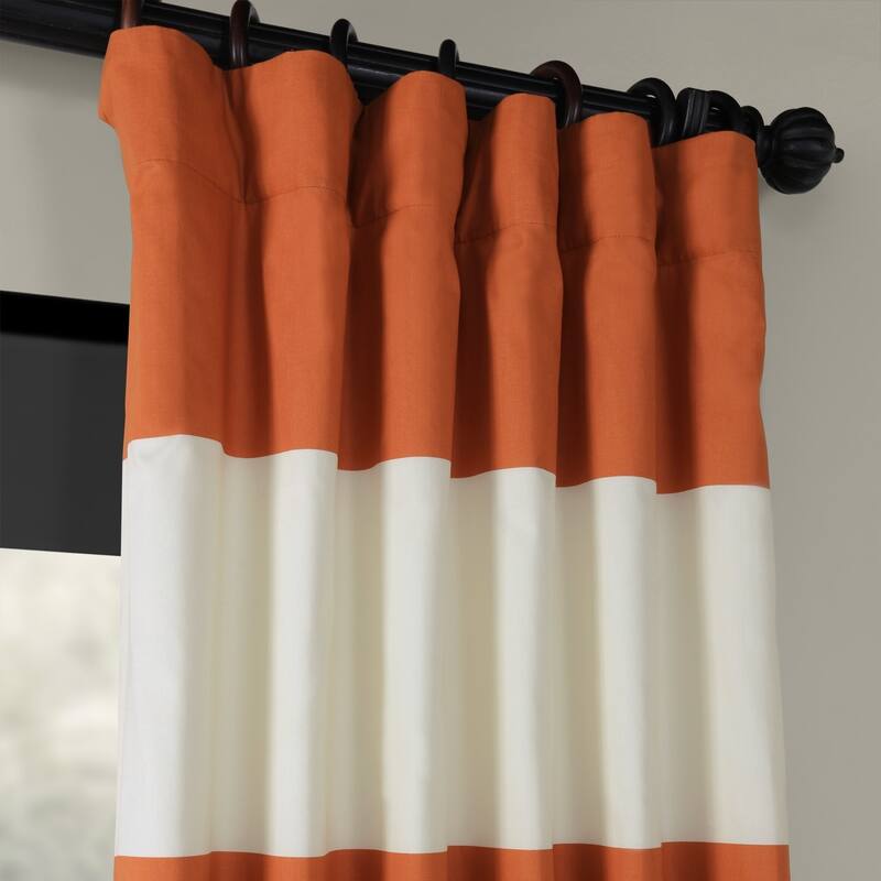 Exclusive Fabrics Metro Contemporary Cabana Cotton Horizontal Stripe 96-inch Curtain (1 Panel)