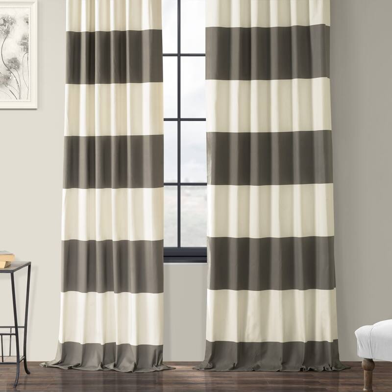 Exclusive Fabrics Metro Contemporary Cabana Cotton Horizontal Stripe 96-inch Curtain (1 Panel)