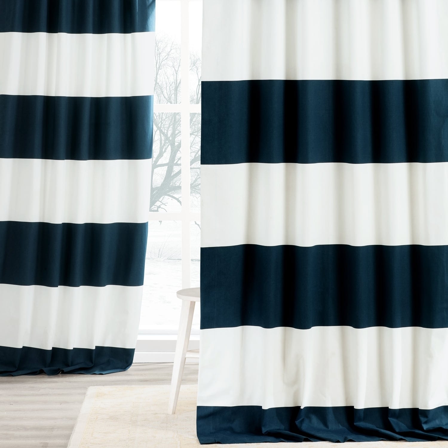 Exclusive Fabrics Cabana Cotton Horizontal Stripe 96 Inch Curtain Panel On Sale Overstock 11976629