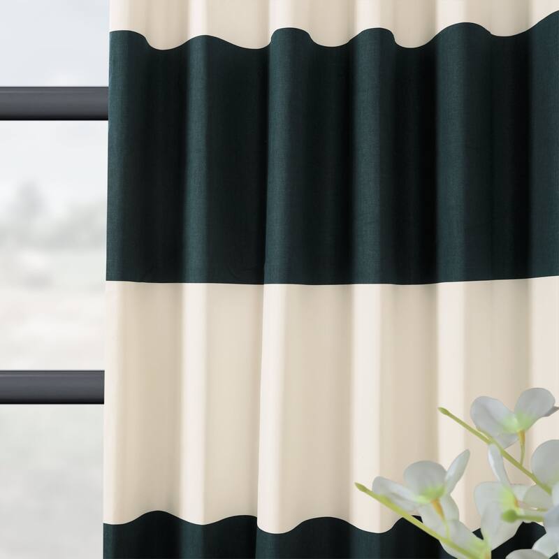 Exclusive Fabrics Metro Contemporary Cabana Cotton Horizontal Stripe 96-inch Curtain (1 Panel)