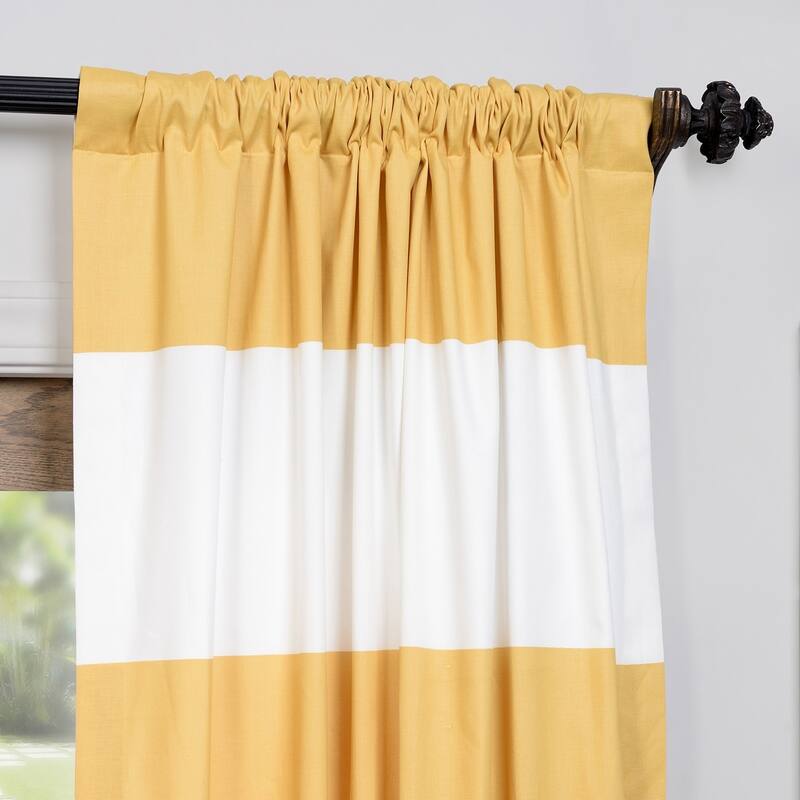 Exclusive Fabrics Metro Contemporary Cabana Cotton Horizontal Stripe 96-inch Curtain (1 Panel)