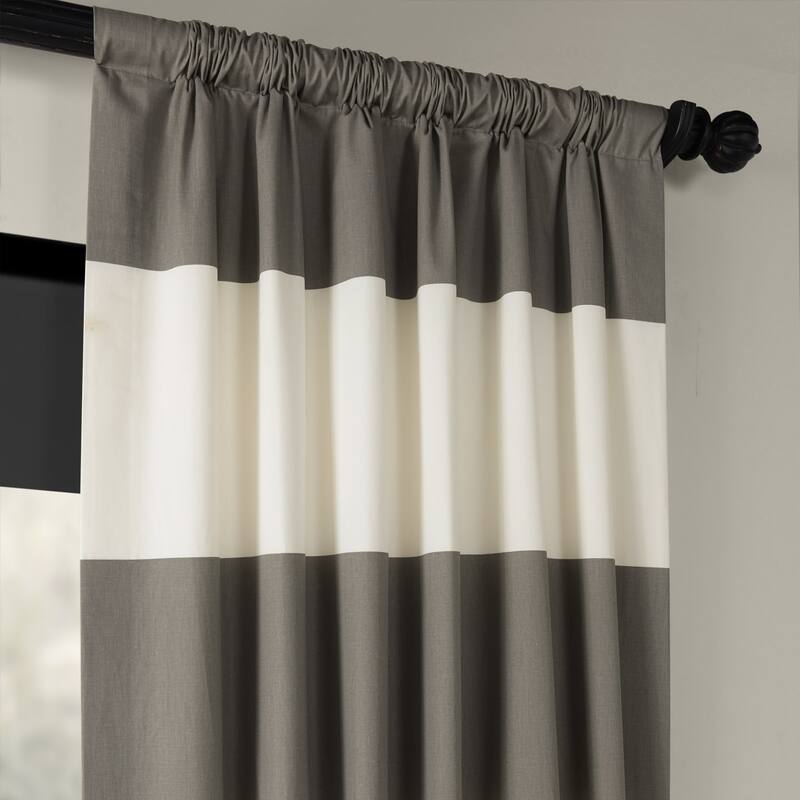 Exclusive Fabrics Metro Contemporary Cabana Cotton Horizontal Stripe 96-inch Curtain (1 Panel)