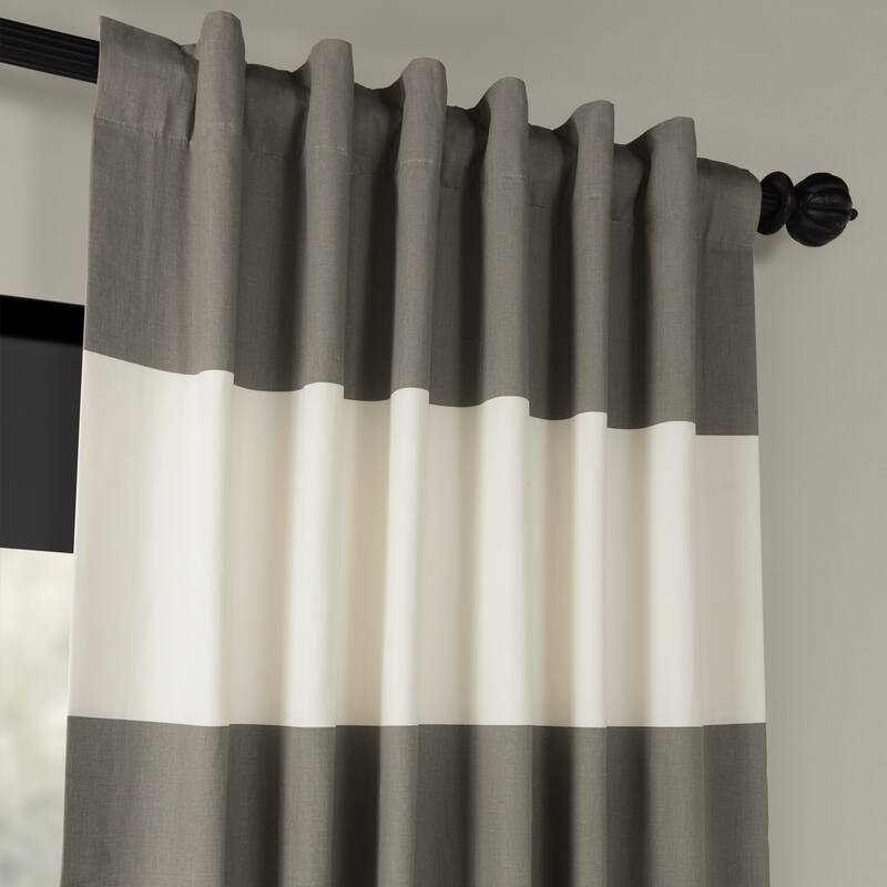 Exclusive Fabrics Metro Contemporary Cabana Cotton Horizontal Stripe 96-inch Curtain (1 Panel)