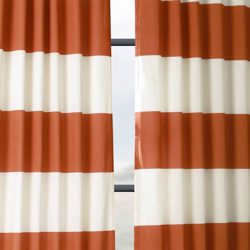 Exclusive Fabrics Metro Contemporary Cabana Cotton Horizontal Stripe 96-inch Curtain (1 Panel)