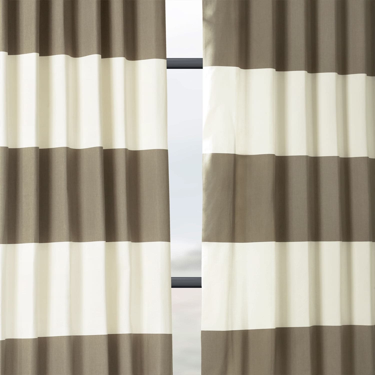 10 Metres Horizontal Stripe Faux Silk Curtain & Interior Fabric In Chocolate 