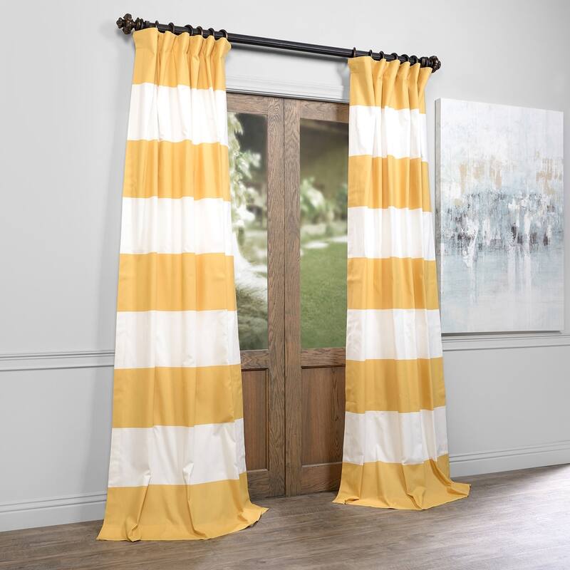 Exclusive Fabrics Metro Contemporary Cabana Cotton Horizontal Stripe 96-inch Curtain (1 Panel)