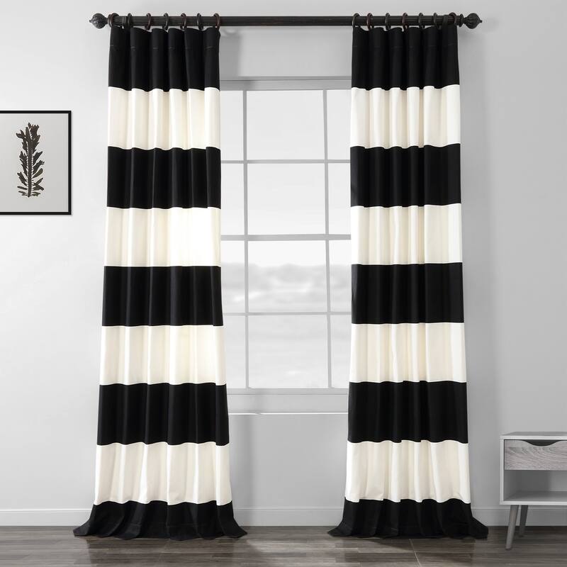 Exclusive Fabrics Metro Contemporary Cabana Cotton Horizontal Stripe 96-inch Curtain (1 Panel)