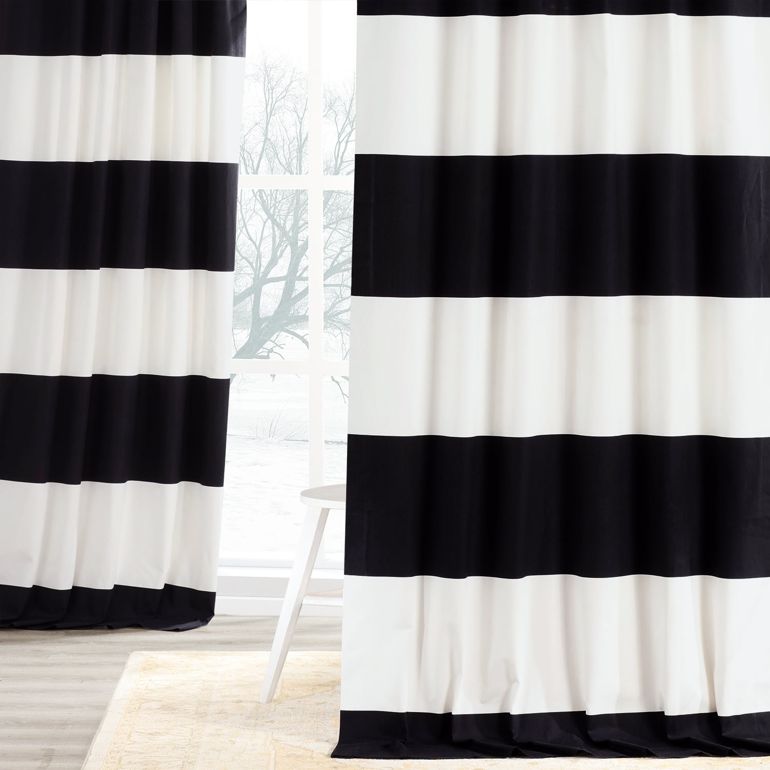 Exclusive Fabrics Cabana Cotton Horizontal Stripe 108-inch Curtain (1  Panel) - On Sale - Bed Bath & Beyond - 11976642