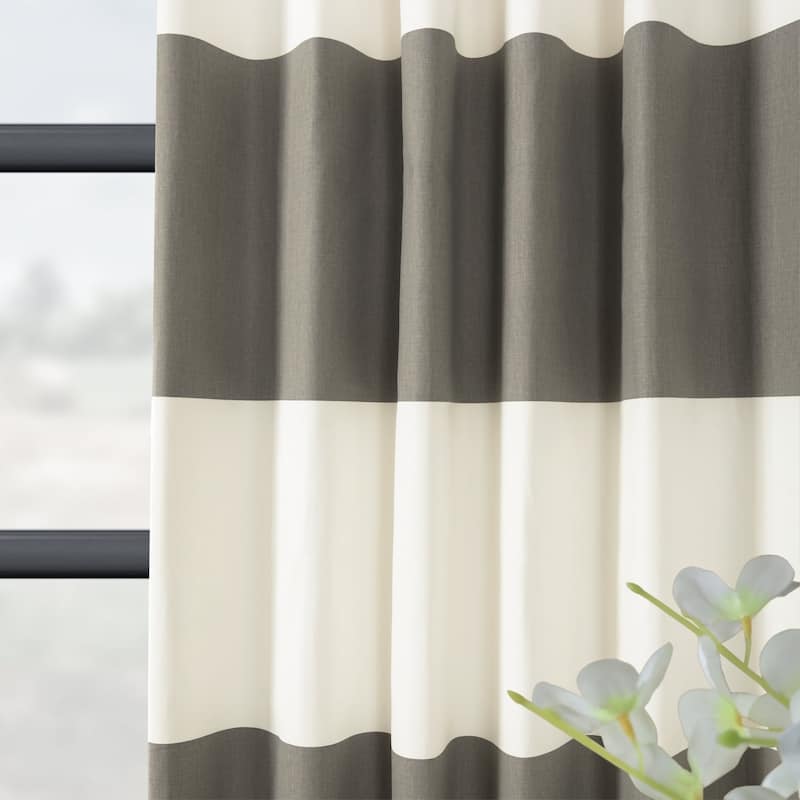 Exclusive Fabrics Metro Contemporary Cabana Cotton Horizontal Stripe 108-inch Curtain (1 Panel)