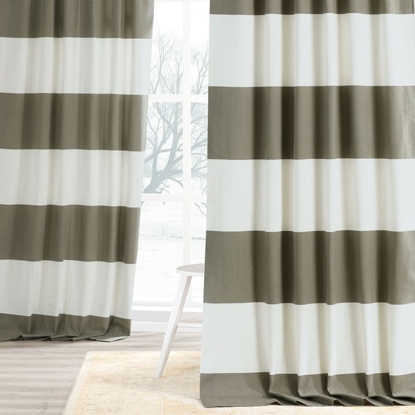 Storm Gray White Modern Horizontal Stripe Cabana Curtains - Grommet - 84 96 108 or 120 Long by 24 or 50 Wide Optional Blackout shops Lining