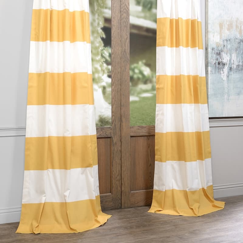 Exclusive Fabrics Metro Contemporary Cabana Cotton Horizontal Stripe 108-inch Curtain (1 Panel)