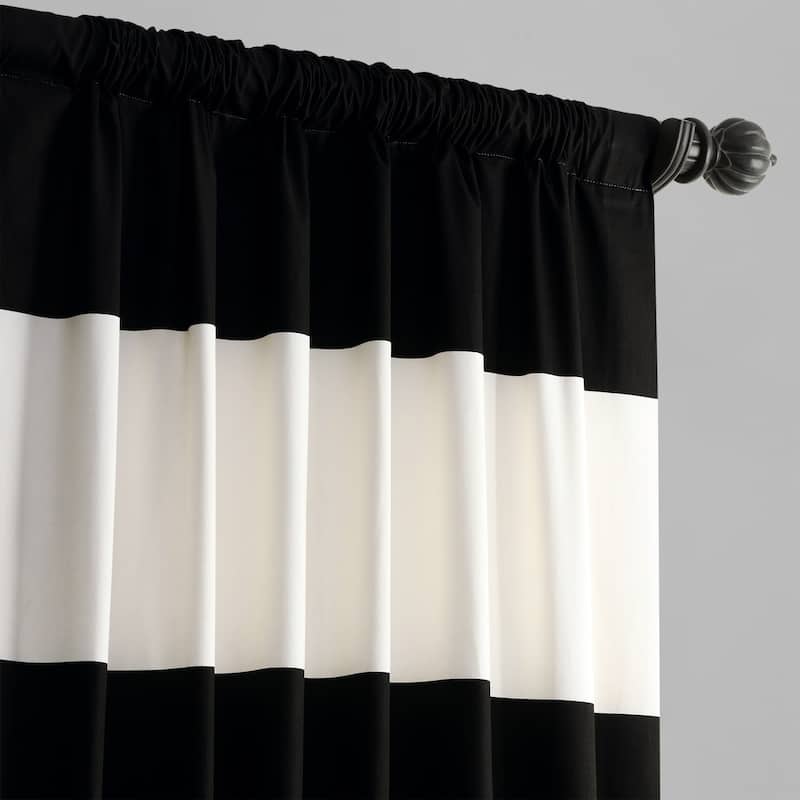 Exclusive Fabrics Metro Contemporary Cabana Cotton Horizontal Stripe 108-inch Curtain (1 Panel)