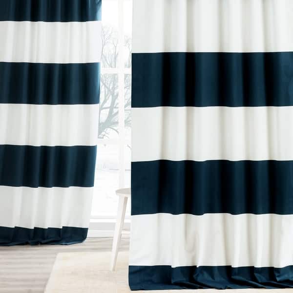 Exclusive Fabrics Cabana Cotton Horizontal Stripe 108-inch Curtain (1  Panel) - On Sale - Bed Bath & Beyond - 11976642