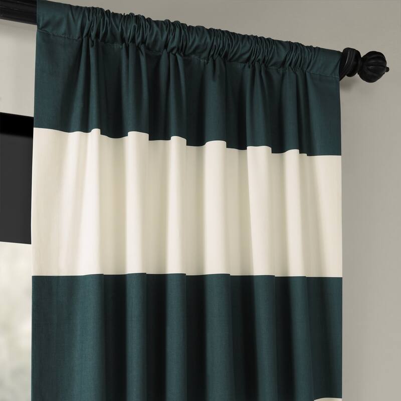 Exclusive Fabrics Metro Contemporary Cabana Cotton Horizontal Stripe 108-inch Curtain (1 Panel)