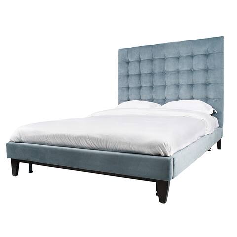 Chic Home Beethoven Blue Linen/ Wood Button-tufted Bed Frame