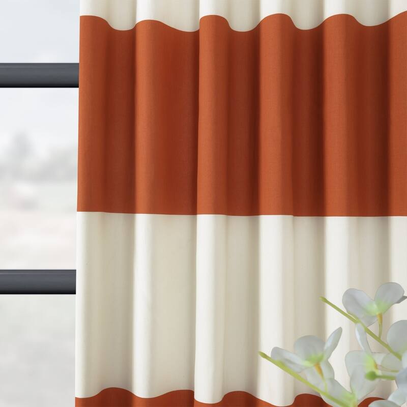 Exclusive Fabrics Metro Contemporary Cabana Cotton Horizontal Stripe 120-inch Curtain (1 Panel)