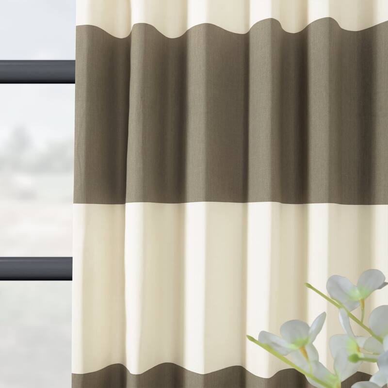 Exclusive Fabrics Metro Contemporary Cabana Cotton Horizontal Stripe 120-inch Curtain (1 Panel)