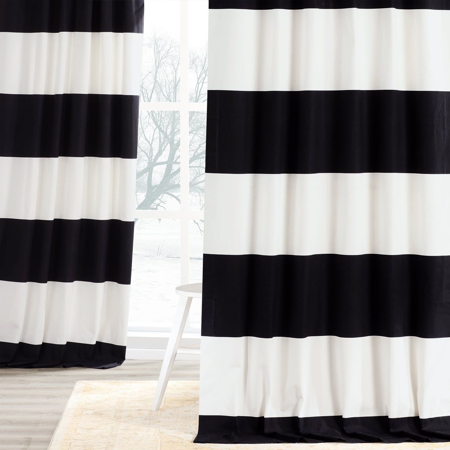 Exclusive Fabrics Metro Contemporary Cabana Cotton Horizontal Stripe 120-inch Curtain (1 Panel)