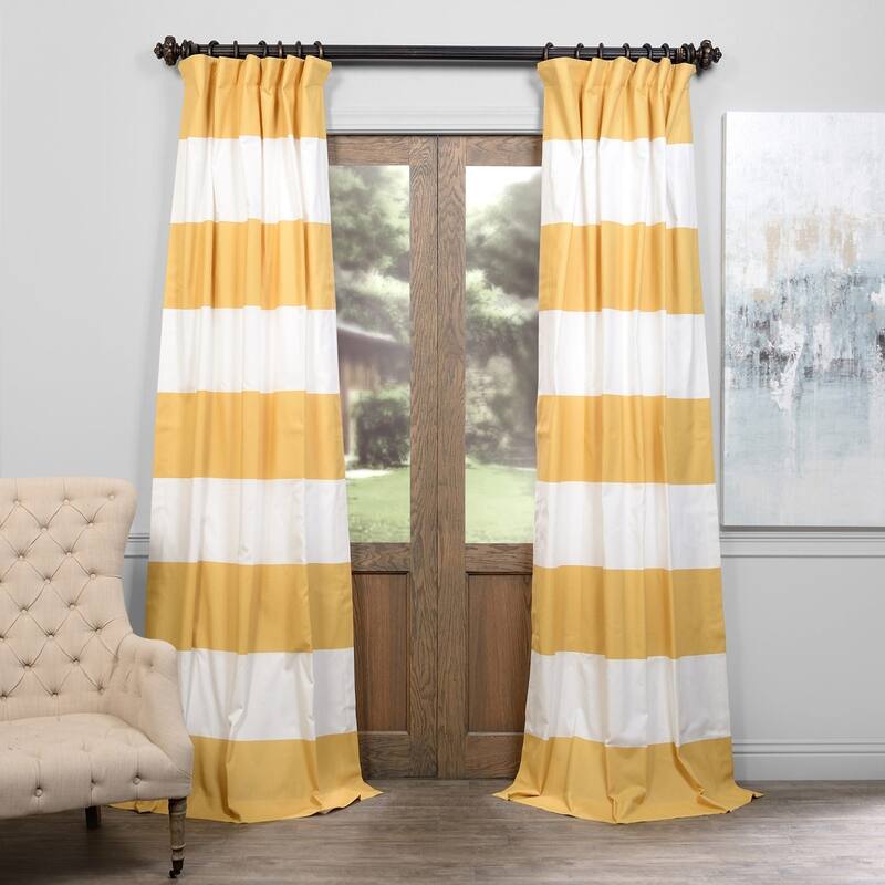 Exclusive Fabrics Metro Contemporary Cabana Cotton Horizontal Stripe 120-inch Curtain (1 Panel)