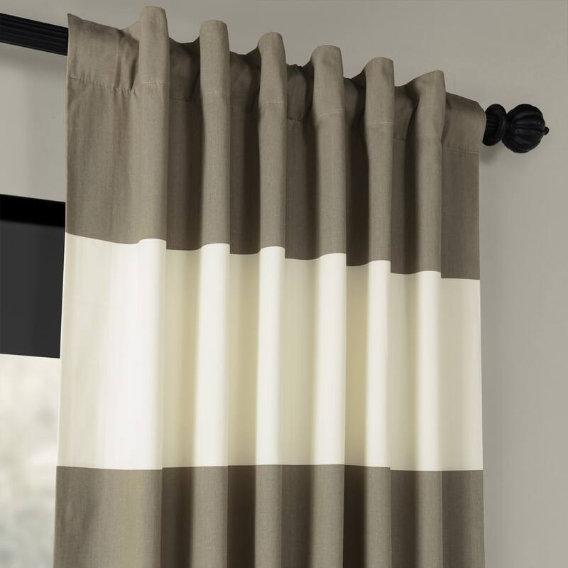 Exclusive Fabrics Metro Contemporary Cabana Cotton Horizontal Stripe 120-inch Curtain (1 Panel)