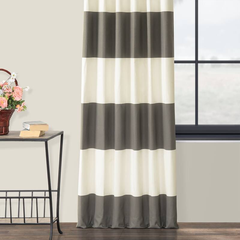 Exclusive Fabrics Metro Contemporary Cabana Cotton Horizontal Stripe 120-inch Curtain (1 Panel)