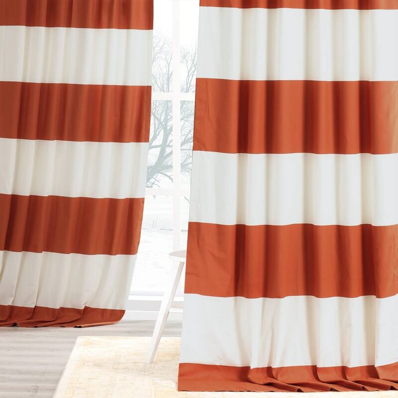 Exclusive Fabrics Metro Contemporary Cabana Cotton Horizontal Stripe 120-inch Curtain (1 Panel)