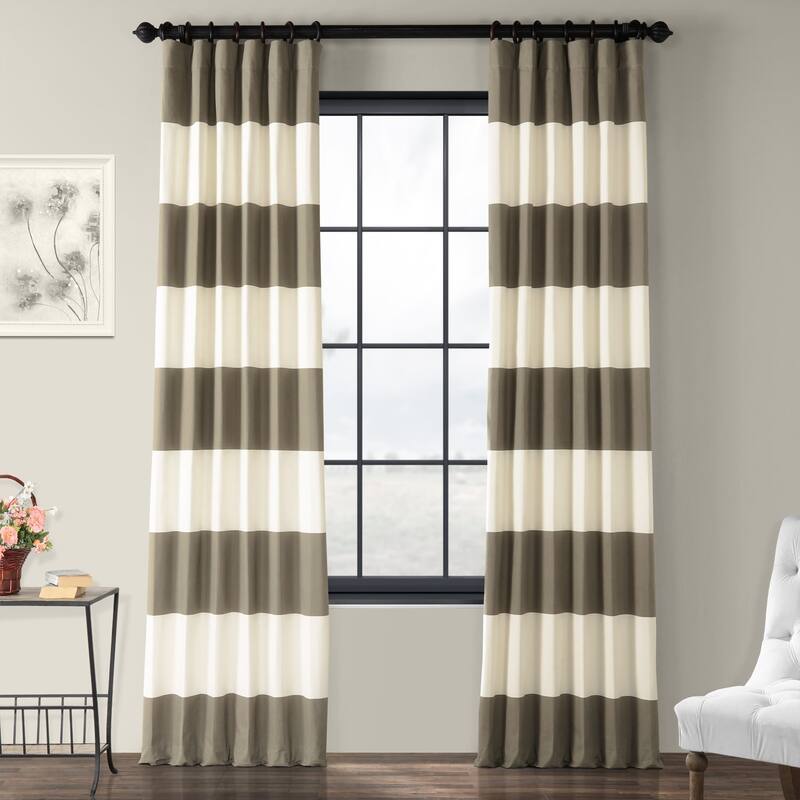 Exclusive Fabrics Metro Contemporary Cabana Cotton Horizontal Stripe 120-inch Curtain (1 Panel)
