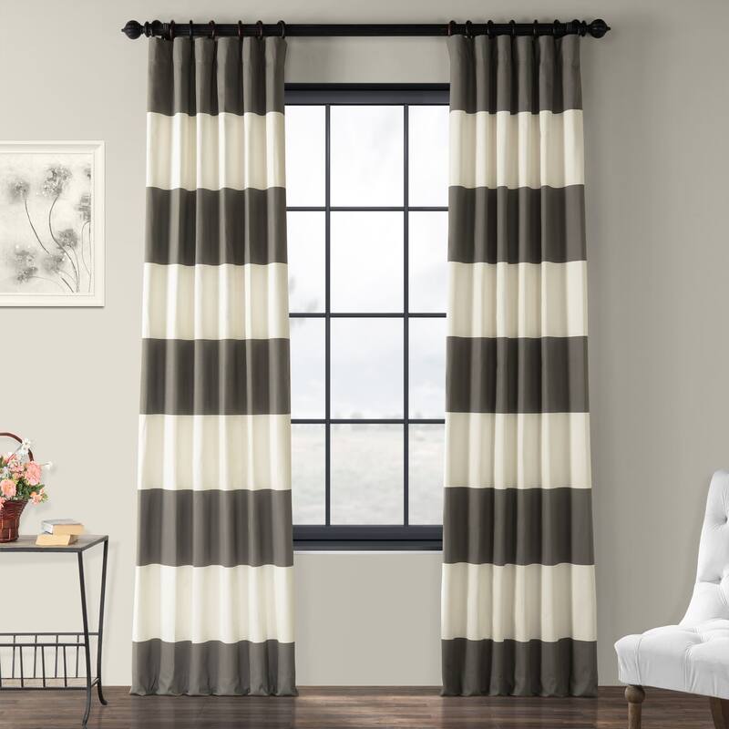 Exclusive Fabrics Metro Contemporary Cabana Cotton Horizontal Stripe 120-inch Curtain (1 Panel)