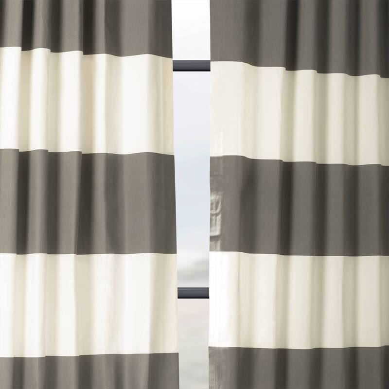 Exclusive Fabrics Metro Contemporary Cabana Cotton Horizontal Stripe 120-inch Curtain (1 Panel)